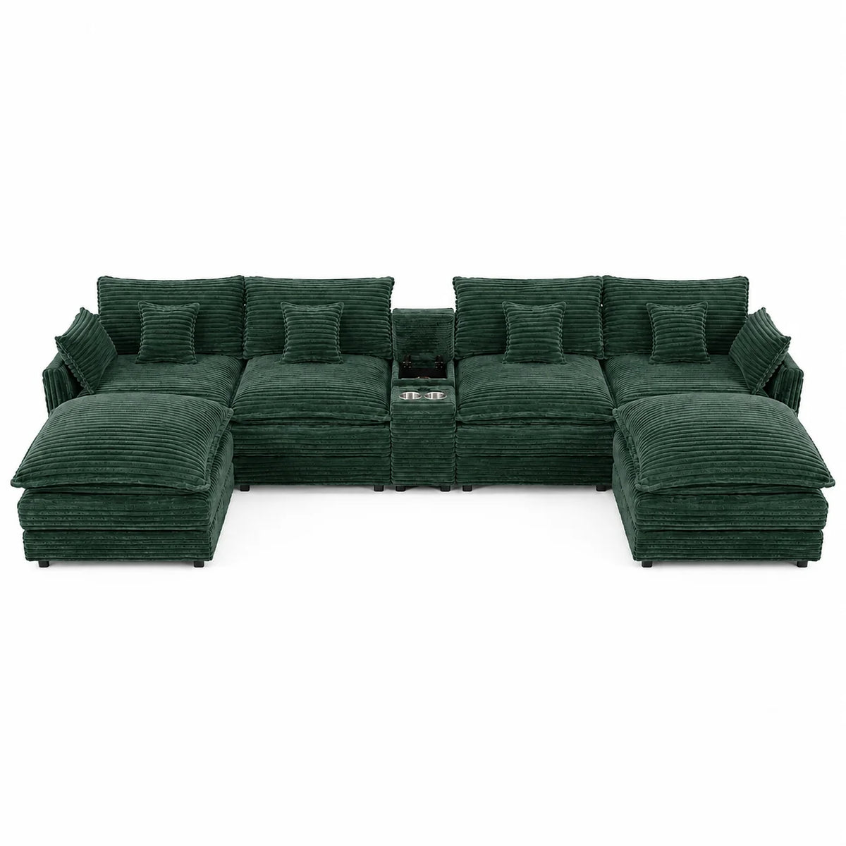 European Corduroy Modular Sofa Sectional With Console And Table