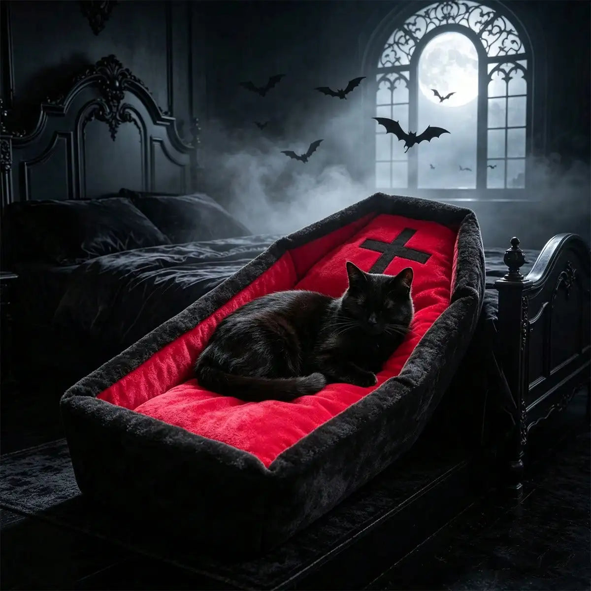 Gothic Design Cat And Dog Bed Mat With Cross Pattern