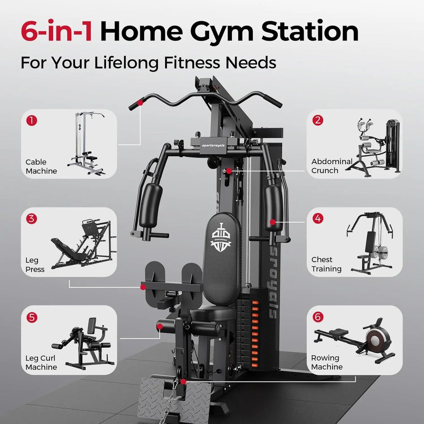 FED Fitness Home Gym Equipment With Pulley System For Full Body Strength