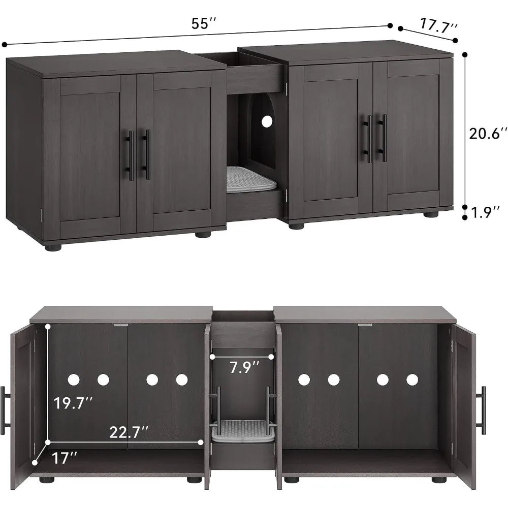Garvee Wooden Hidden Litter Box Enclosure Furniture For Cats