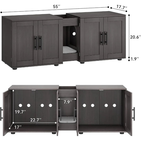 Garvee Wooden Hidden Litter Box Enclosure Furniture For Cats