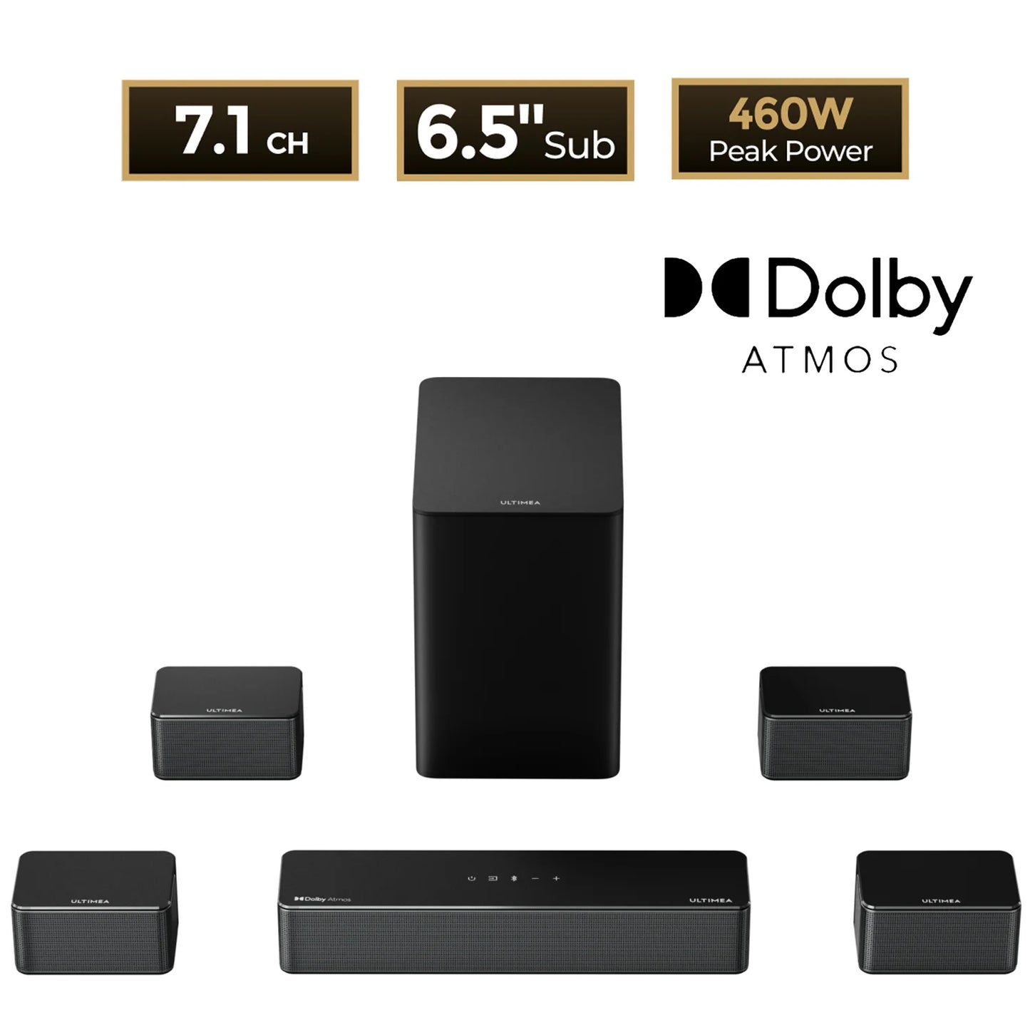 Ultimea 500W 7.1Ch Dolby Atmos Soundbar With Wireless Subwoofer