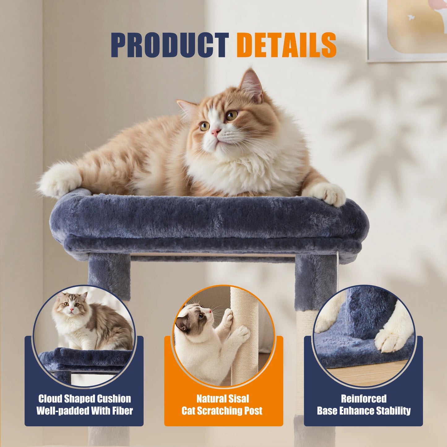JHK Multi Level Cat Tree For Indoor Cats Scratching Posts