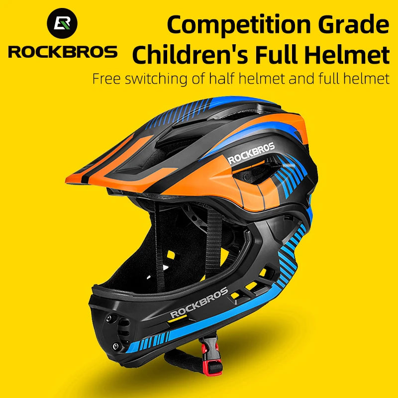 ROCKBROS Kids Detachable Full Face Cycling Helmet For Safety
