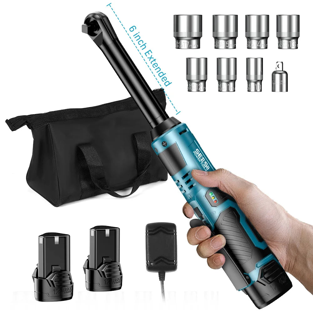Seesii Cordless Brushless Electric Angle Wrench With Batteries