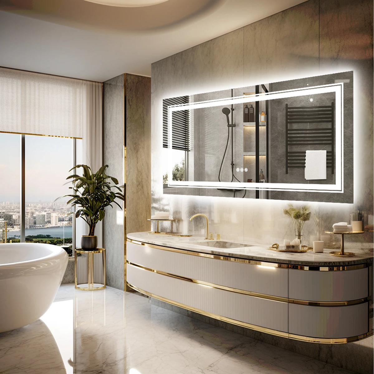 Wisfor Led Bathroom Mirror Featuring Anti Fog And Dimmable Lights