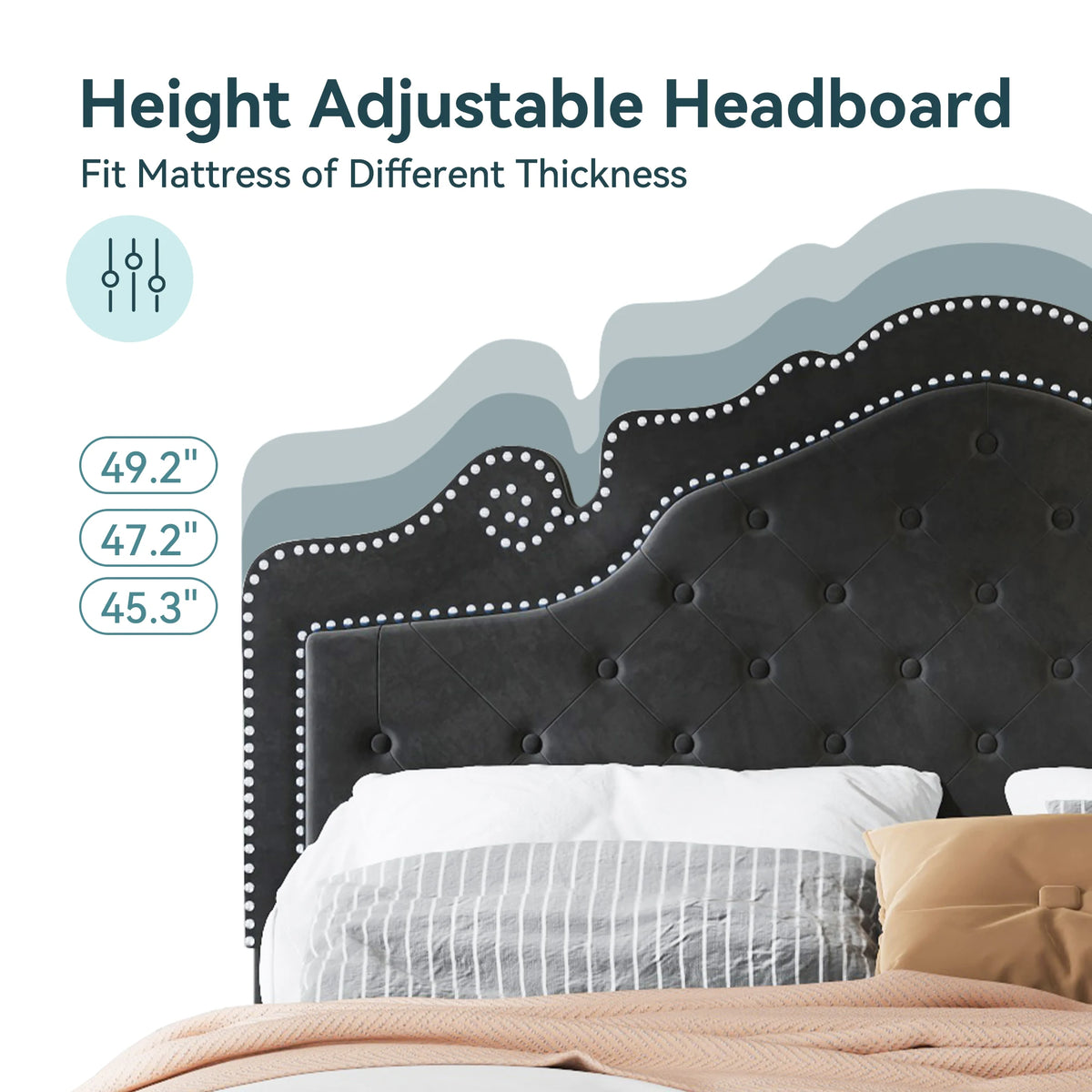 Hoomic Velvet Platform Bed Featuring Diamond Tufted Headboard And Storage