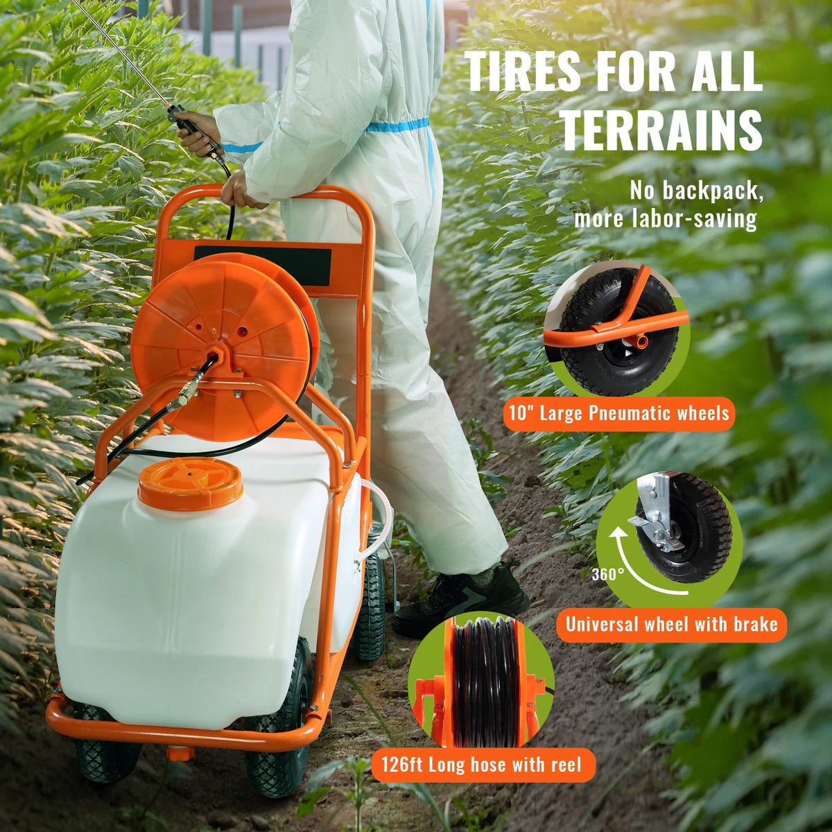 SucceBuy Battery Powered Garden Sprayer With Wheeled Cart