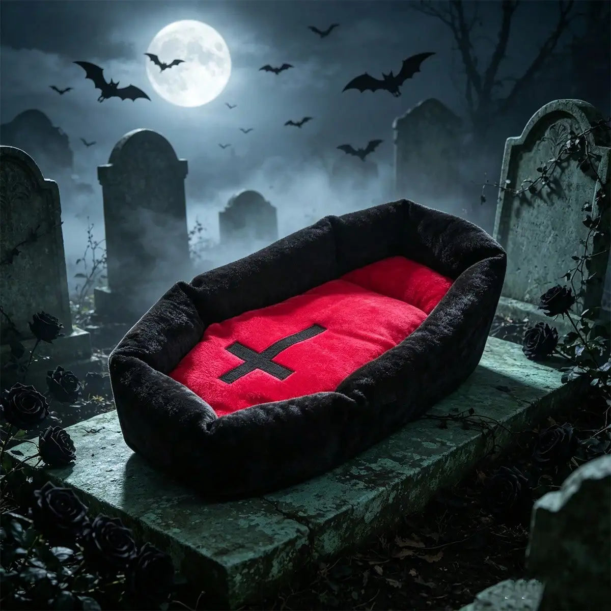 Gothic Design Cat And Dog Bed Mat With Cross Pattern