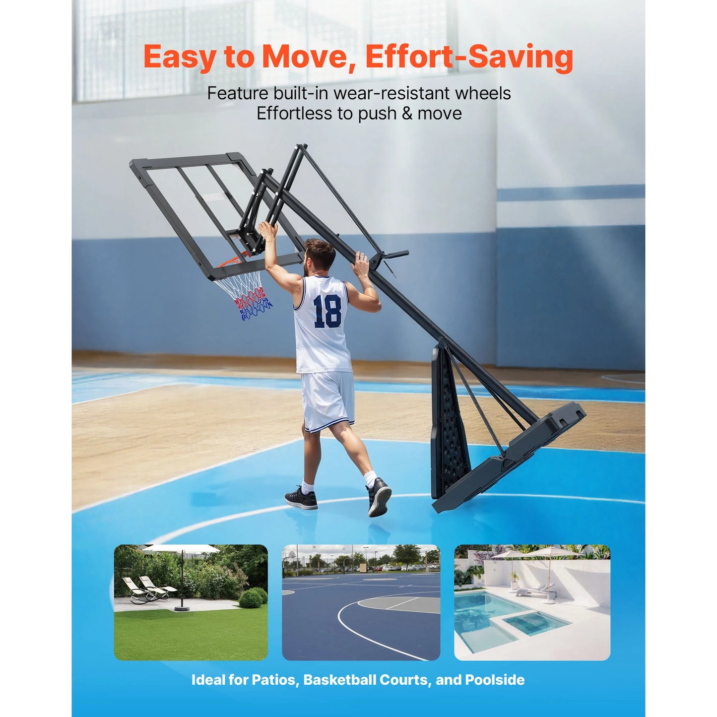 SucceBuy Portable Basketball Stand With Backboard For Outdoor Play