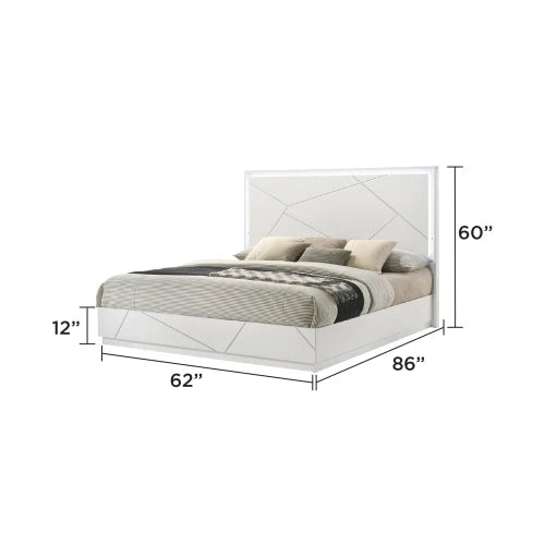 Queen 5-Piece Bedroom Set with Modern Lacquer Finish LED Lighting