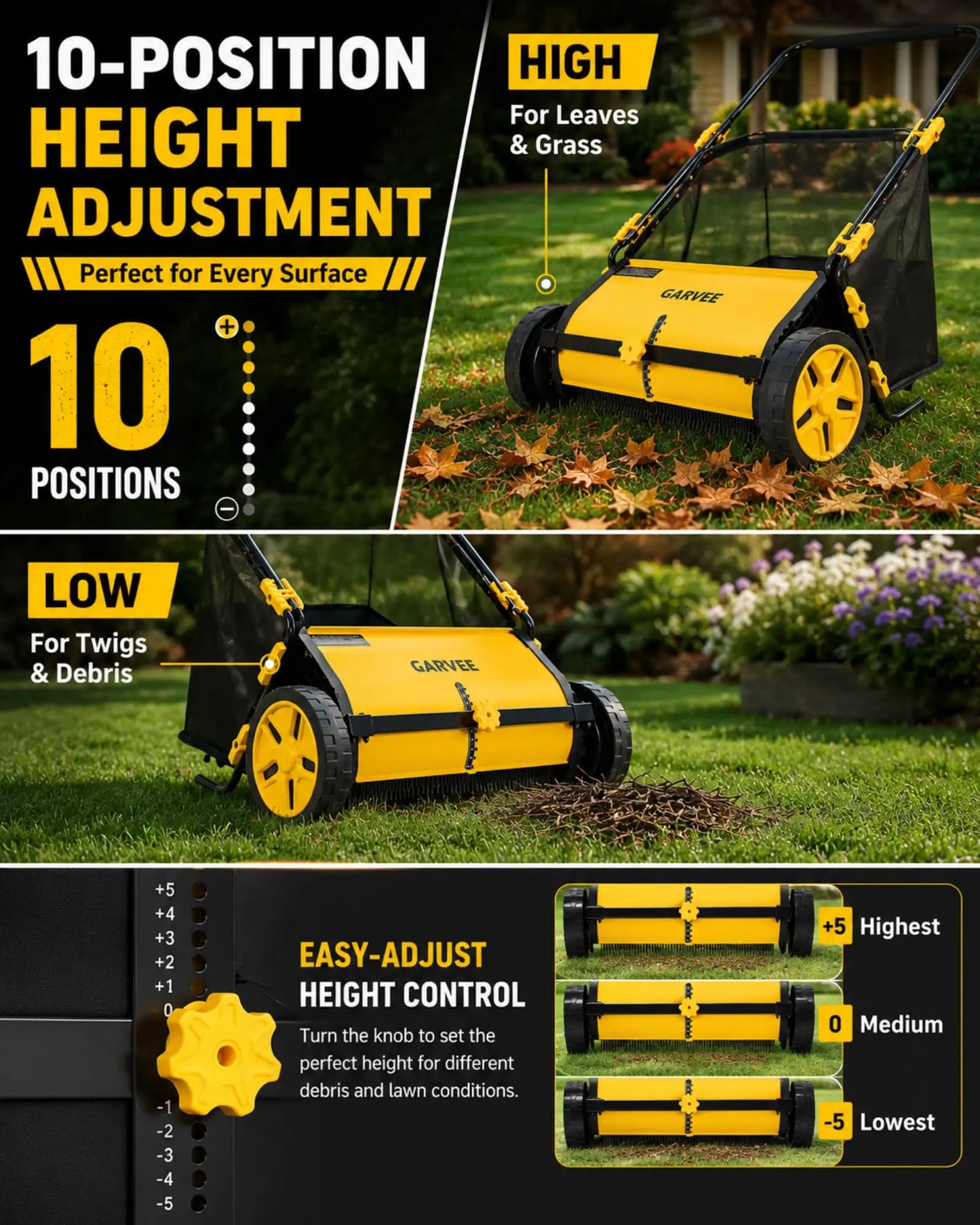 HiMISS Manual Lawn Sweeper Leaf And Grass Collector