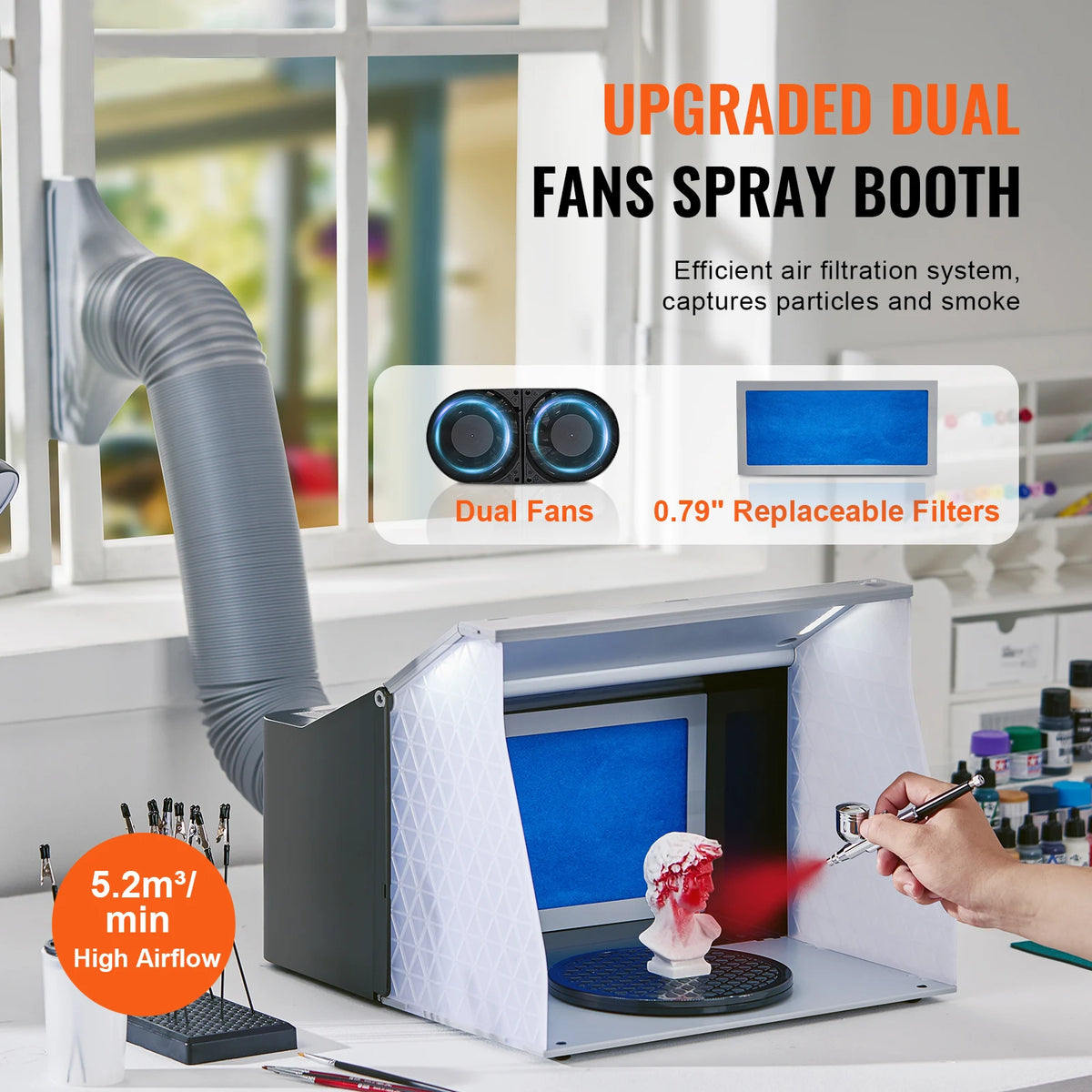 SucceBuy Portable Airbrush Spray Booth With LED Lights And Fans
