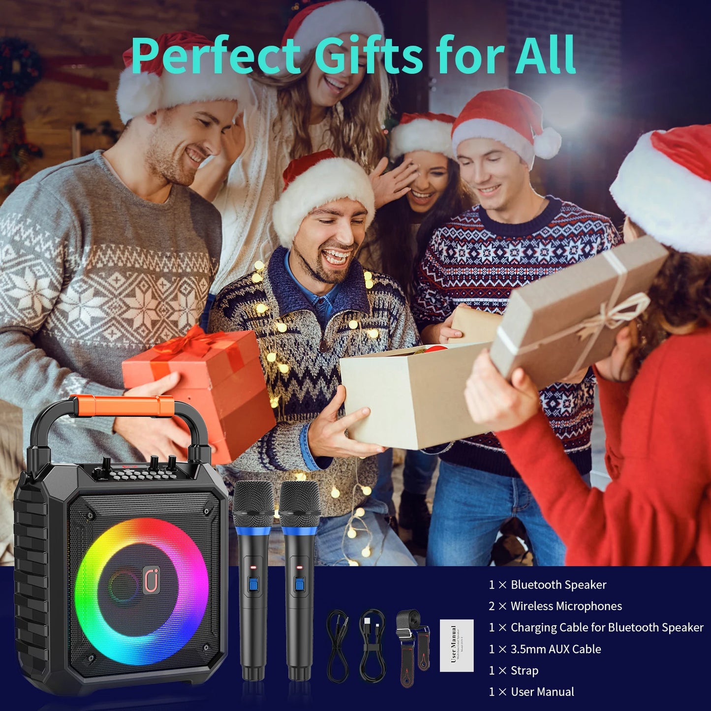 FanFun T17 Wireless Bluetooth Karaoke Speaker With Two Microphones