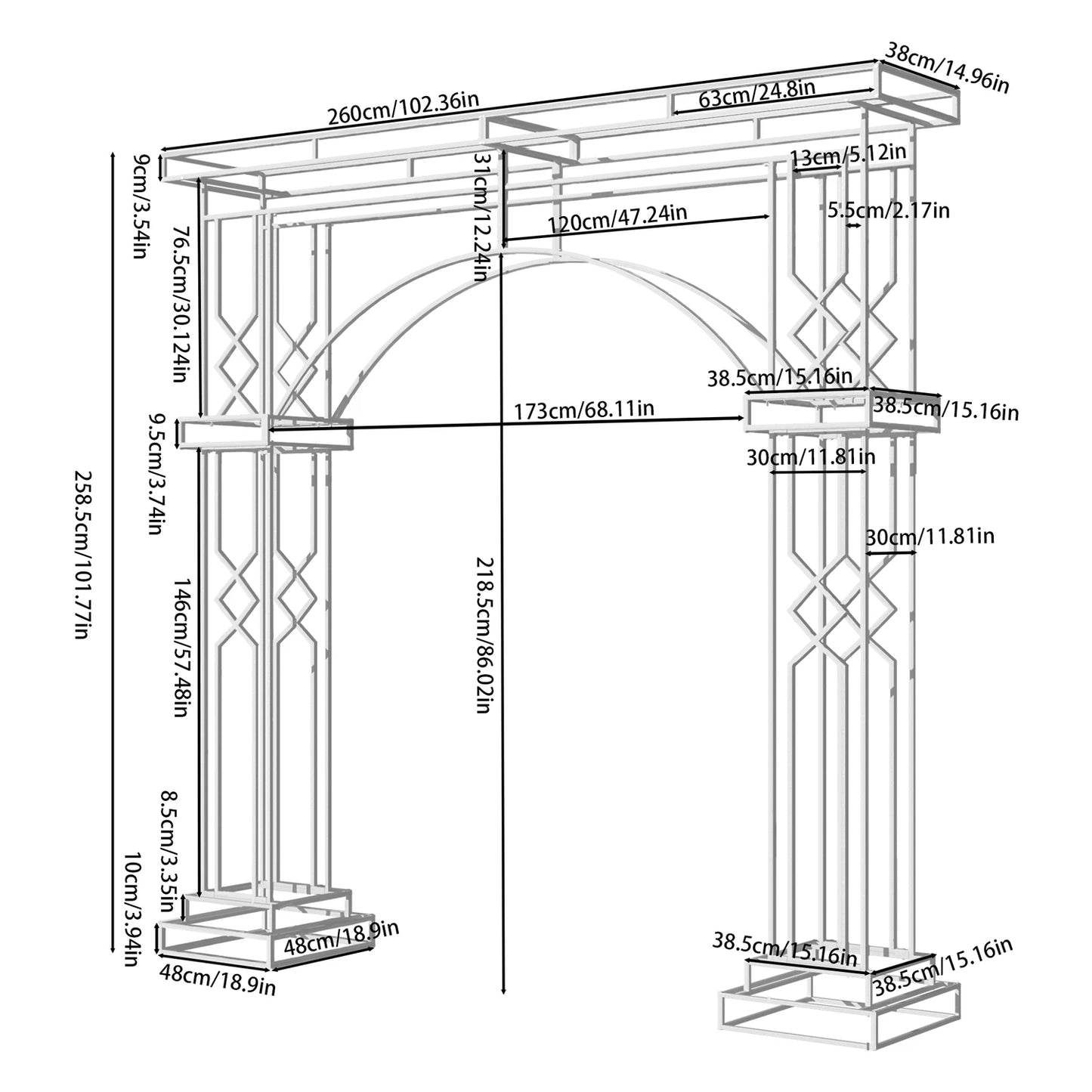 Modern White Wedding Archway Backdrop Stand For Ceremony And Proposal