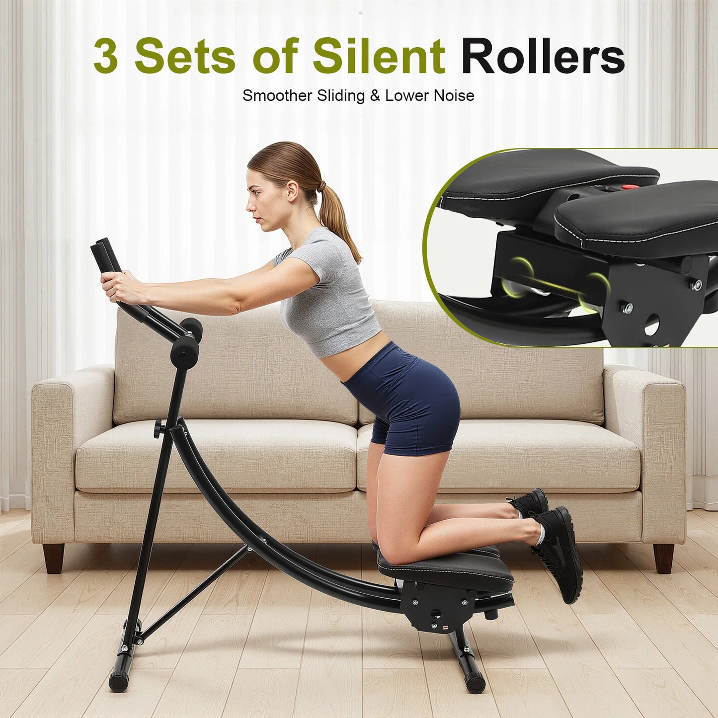 Ab Machine With LED Display 3-Level Adjustable Foldable Home Gym