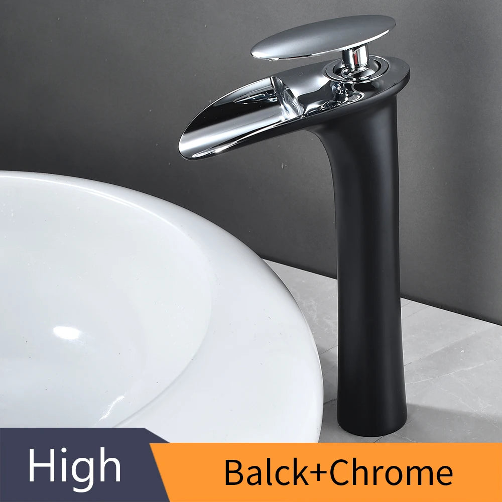 White Bathroom Basin Faucet Waterfall Lever Single Hole Mixer Tap