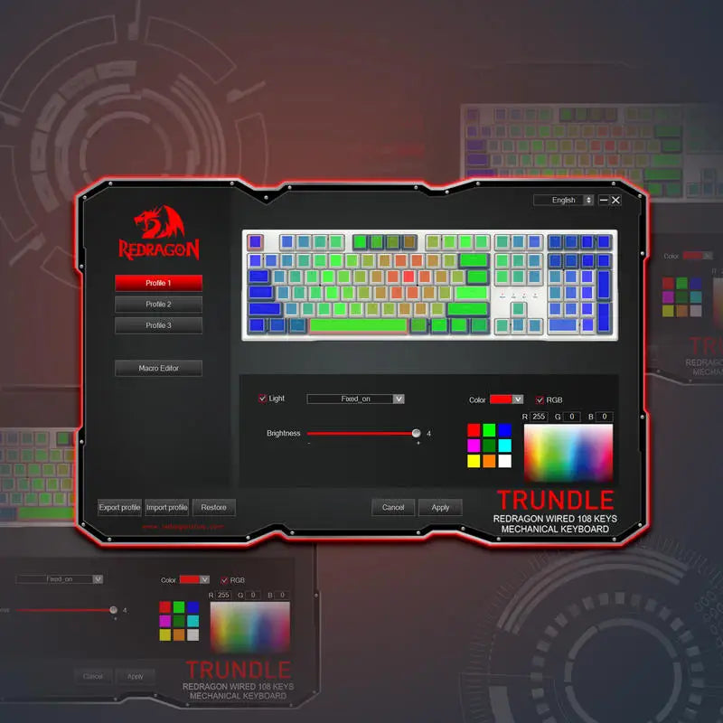 Redragon RGB Wired Mechanical Gaming Keyboard With Four Extra Hotkeys
