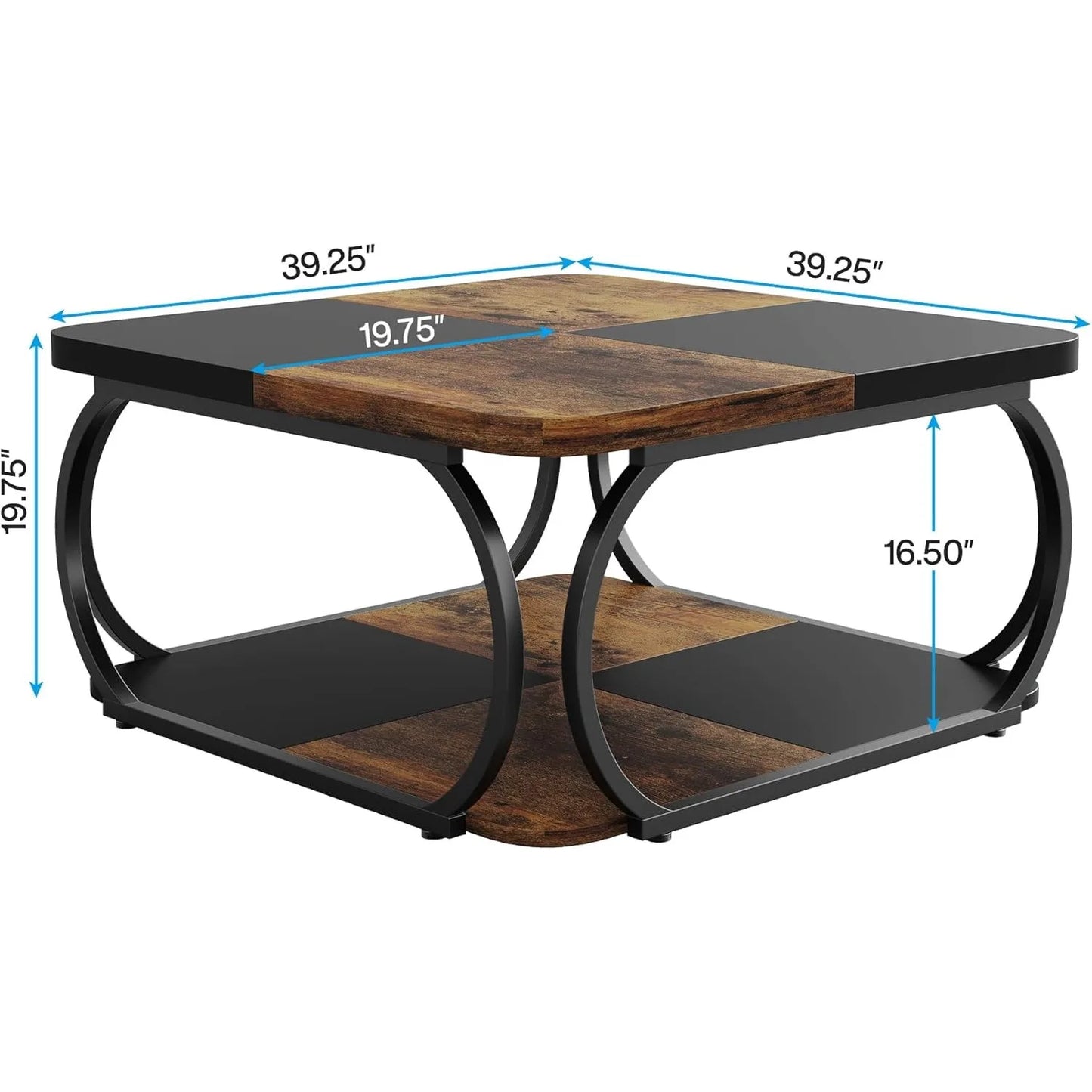 Little Tree Square Coffee Table With Two Tiers Farmhouse Storage