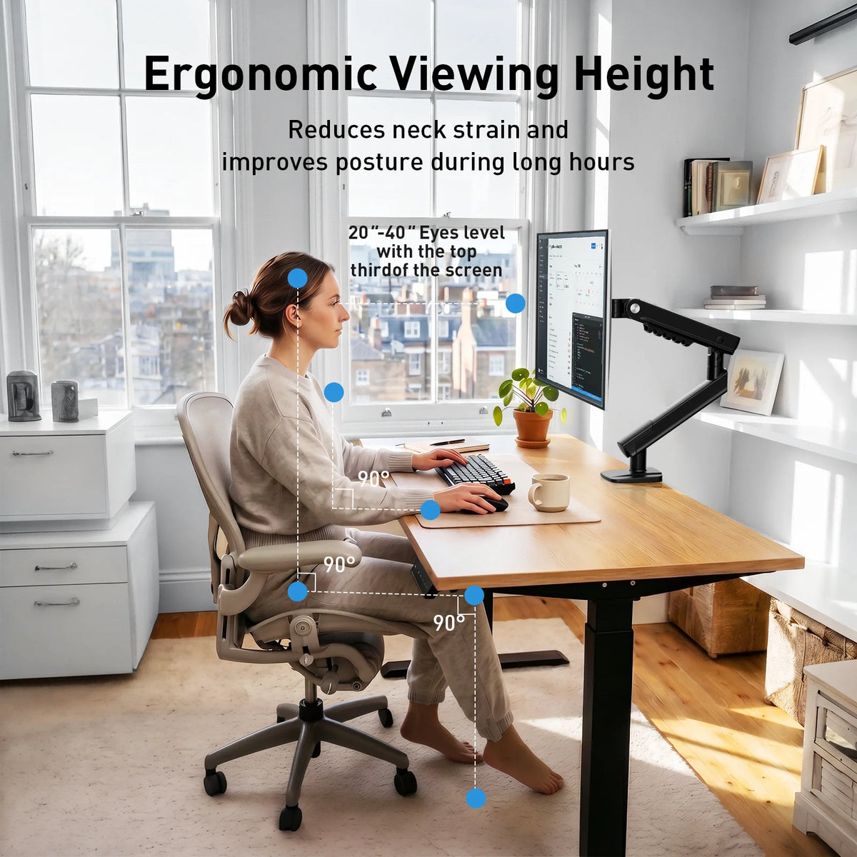 Kyspho Ergonomic Vesa Monitor Desk Mount Arm For Screens