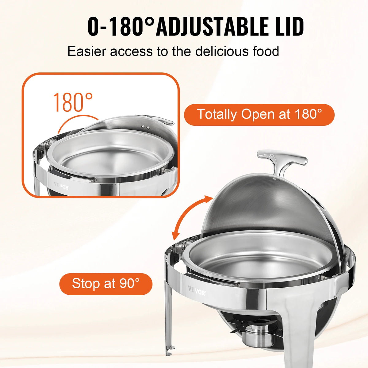 SucceBuy Stainless Steel Roll Top Chafing Dish Buffet Set