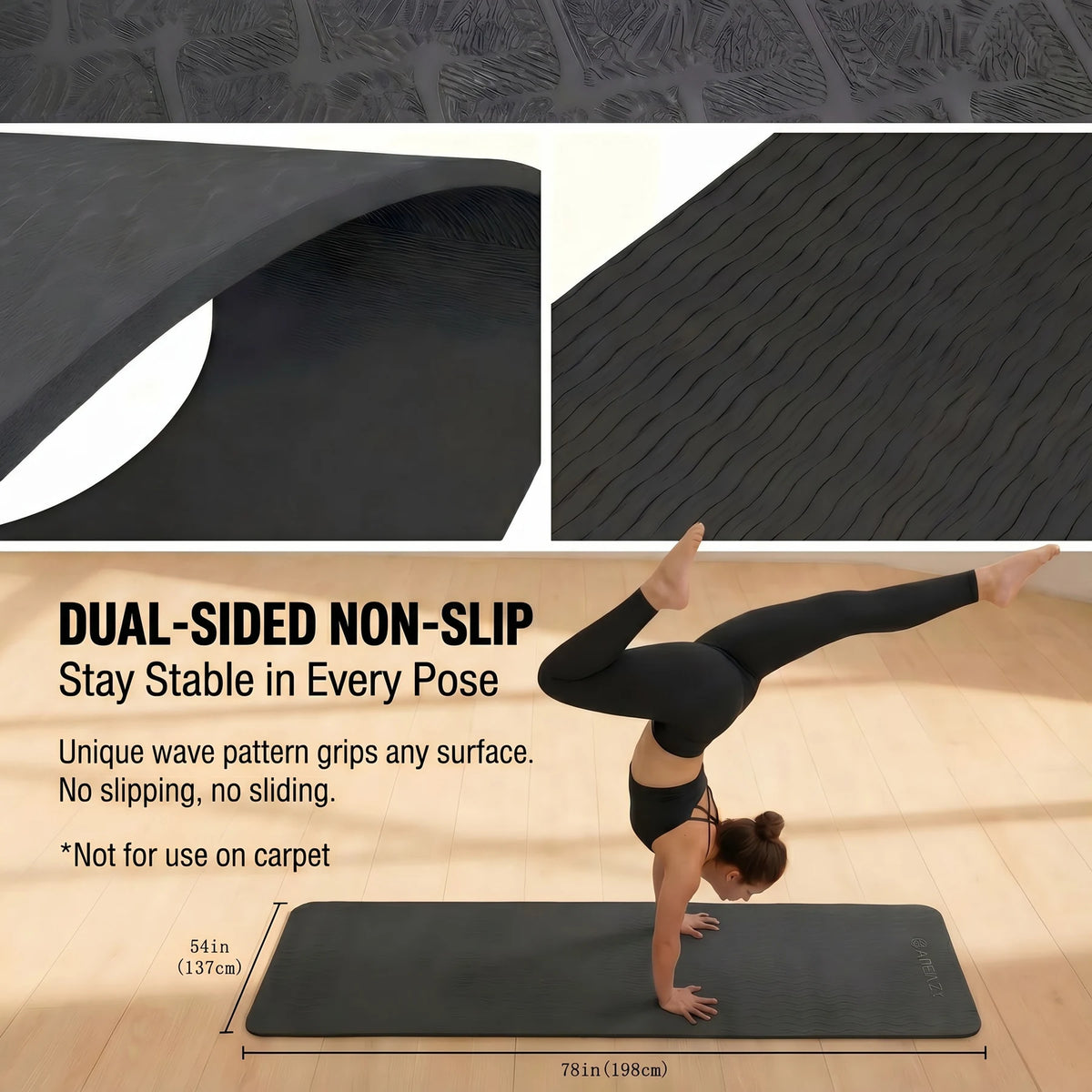 Hapbear Premium TPE Yoga Mat With Non Slip Portable Design