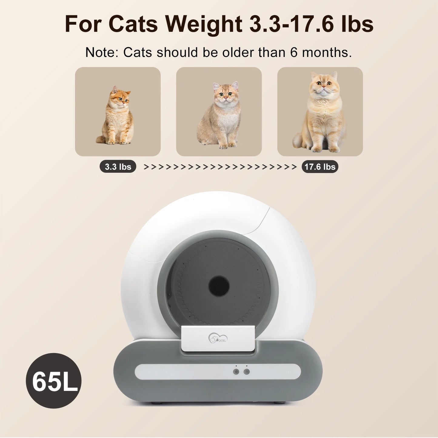 DOEL Self Cleaning Cat Litter Box With 2.4G App Control