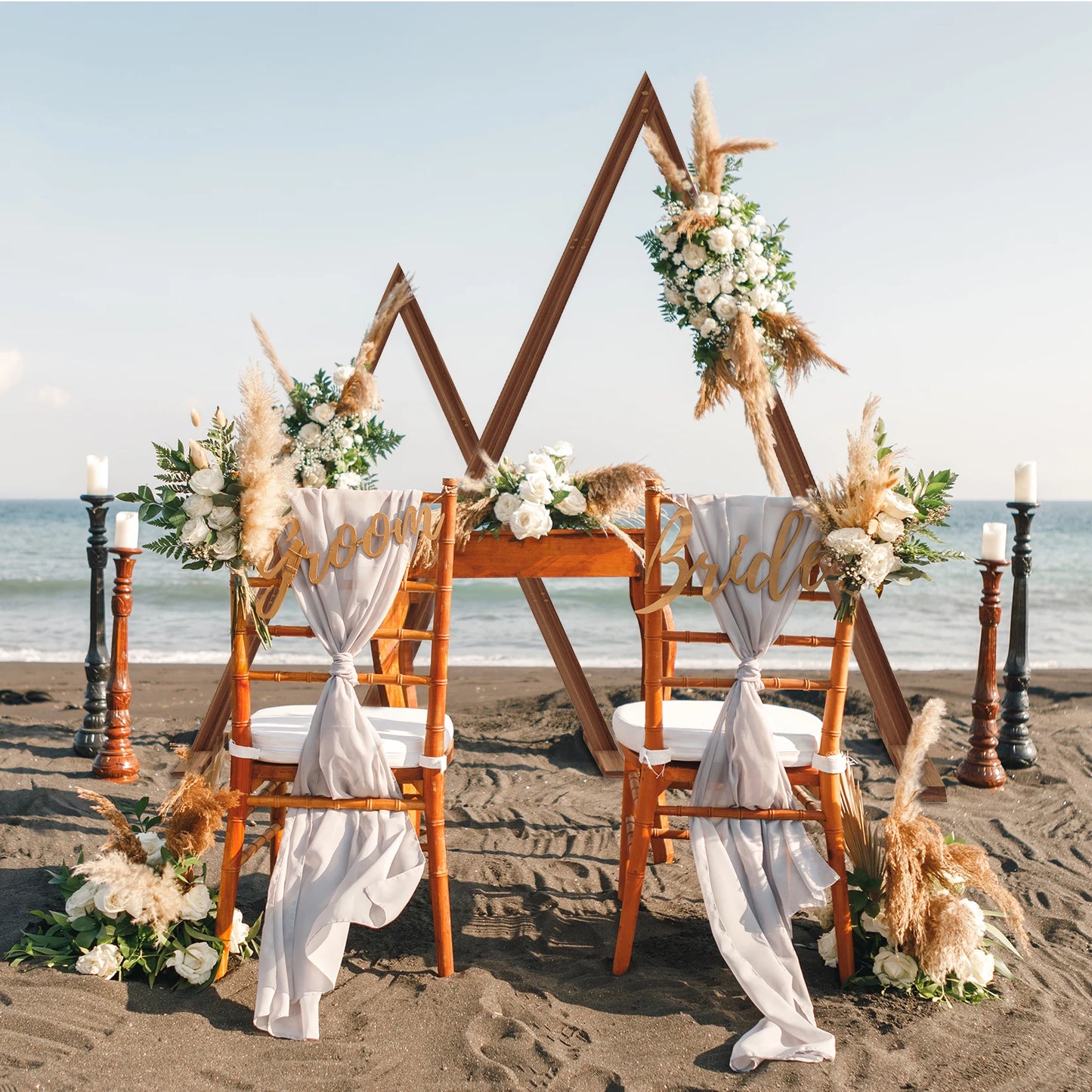 Two Pack Wooden Wedding Arch Stand For Outdoor Ceremonies
