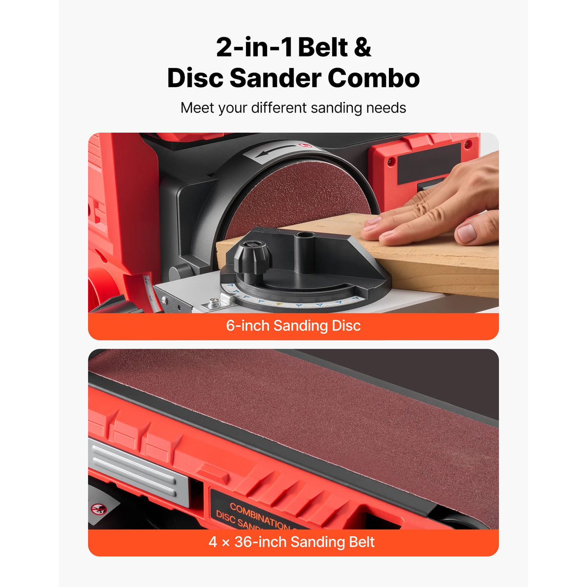 SucceBuy 5/6" Disc Sander 1x30/4x 36 in Belt Sander 250/400W with Adjustable Worktable & Dust Collection Port for Woodworking