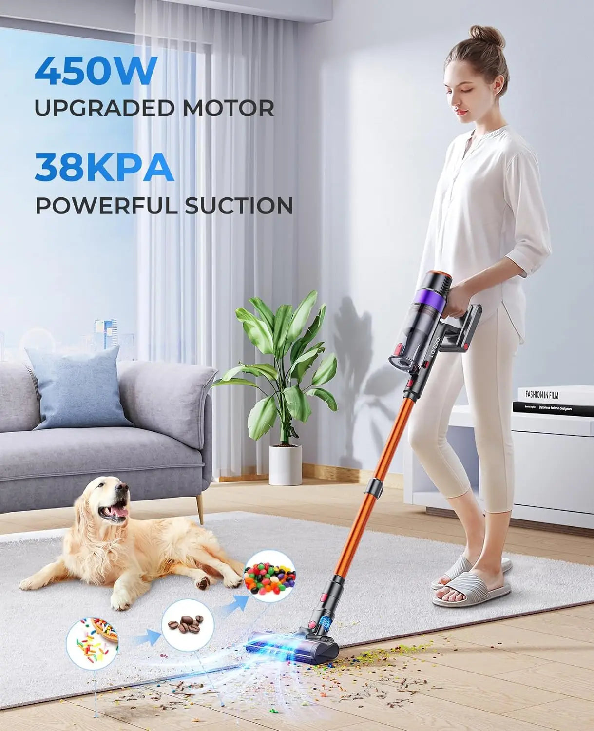 LARESAR Elite 8 450W Cordless Vacuum Cleaner with Detachable Battery