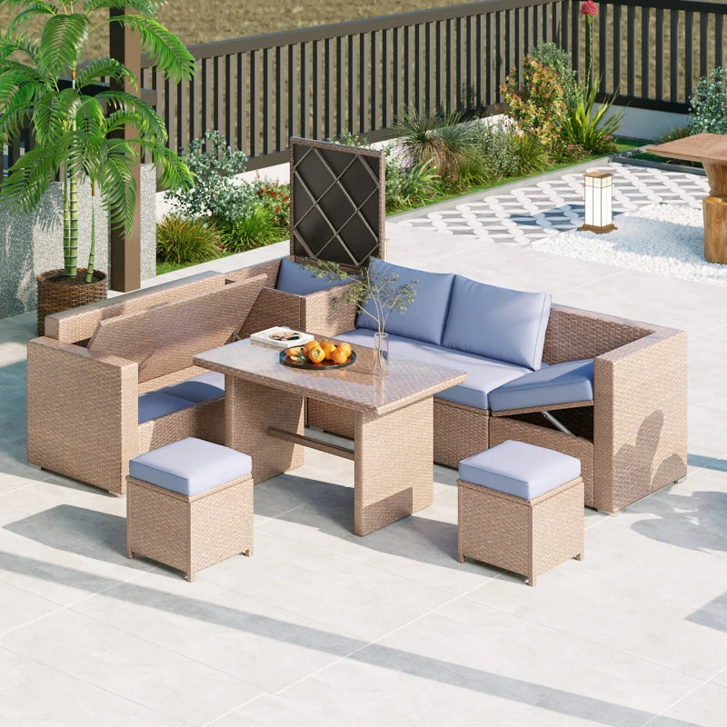 Outdoor All Weather PE Rattan Sofa Set 6Piece for Patio