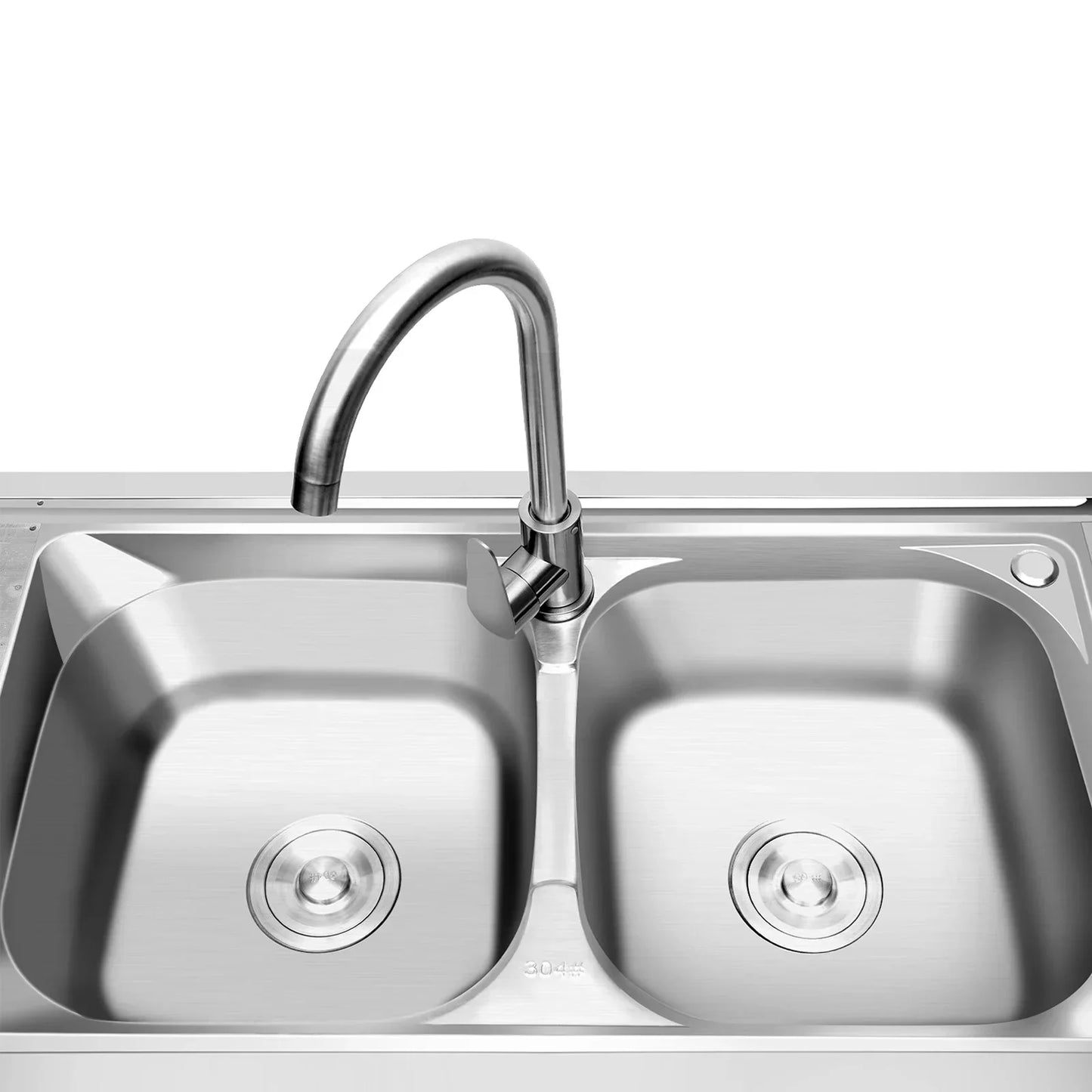 Heavy Duty 304 Stainless Steel Double Compartment Sink With Faucet