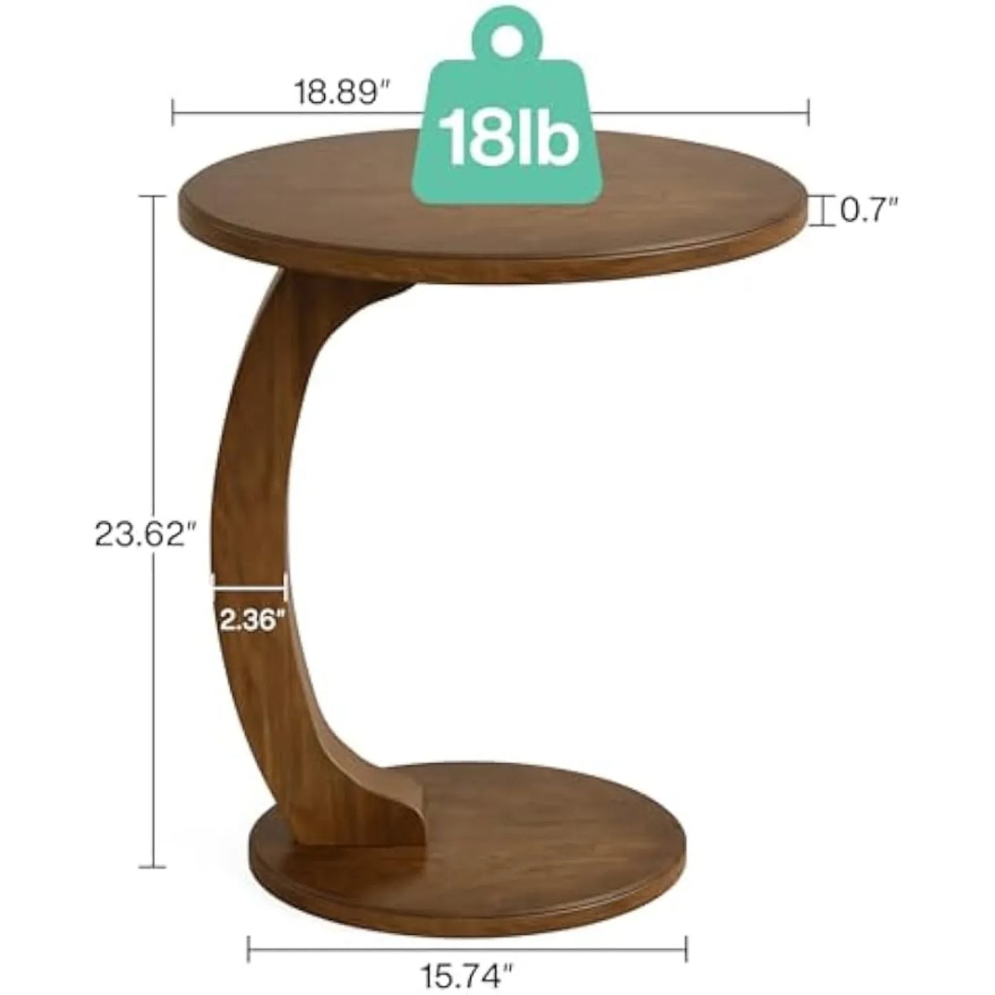 Little Tree Round End Table C-Shaped Mid-Century Boho
