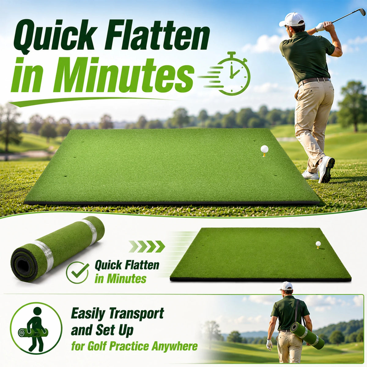 Professional Synthetic Golf Hitting Mat For Indoor Outdoor Training