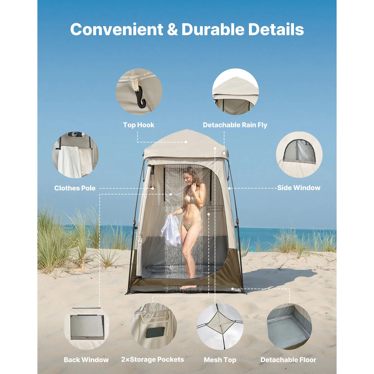 SucceBuy Double Layer Camping Privacy Shower Tent Outdoor Portable