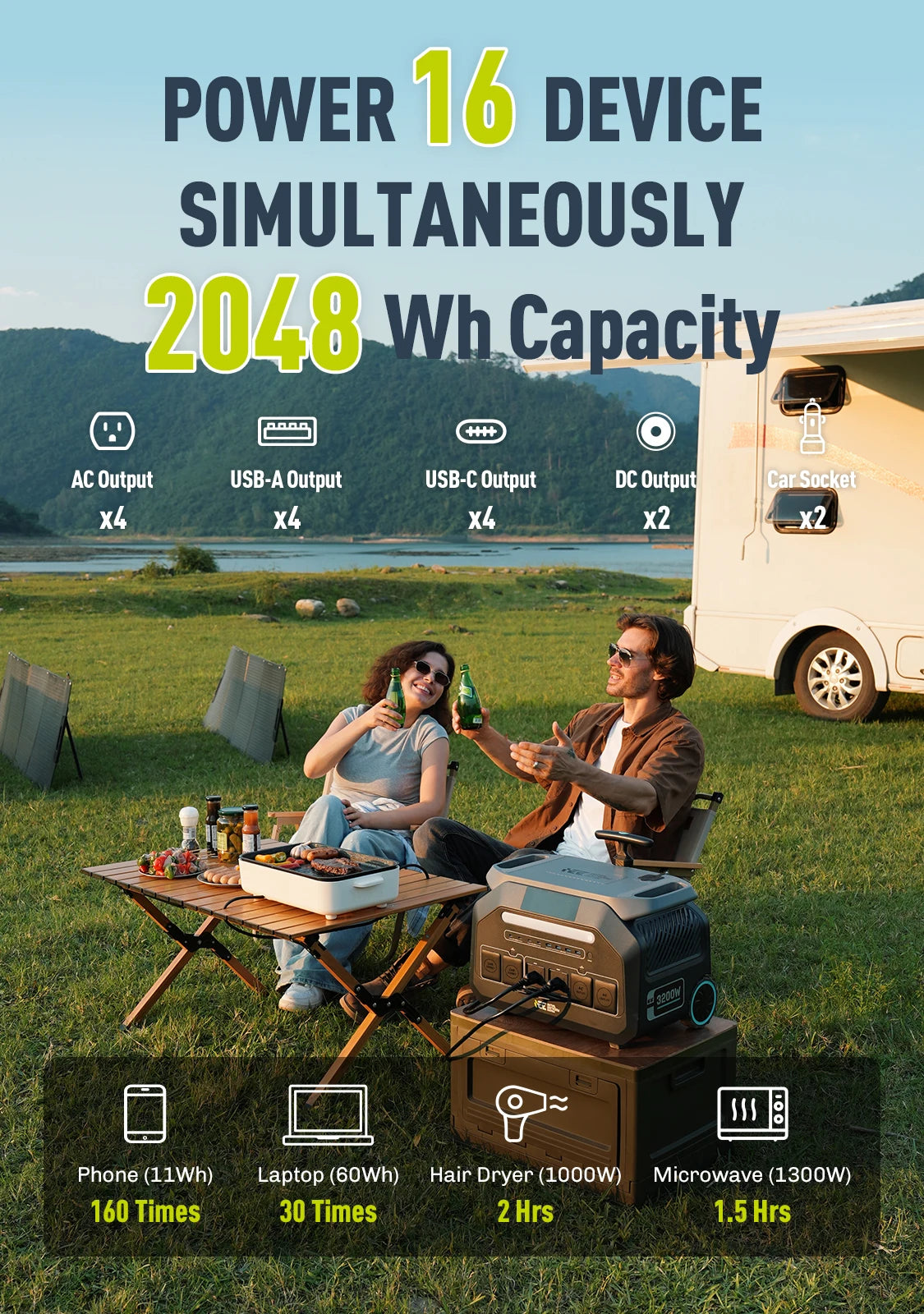 IEE P3200 Portable Power Station With Fast Charge Solar Generator