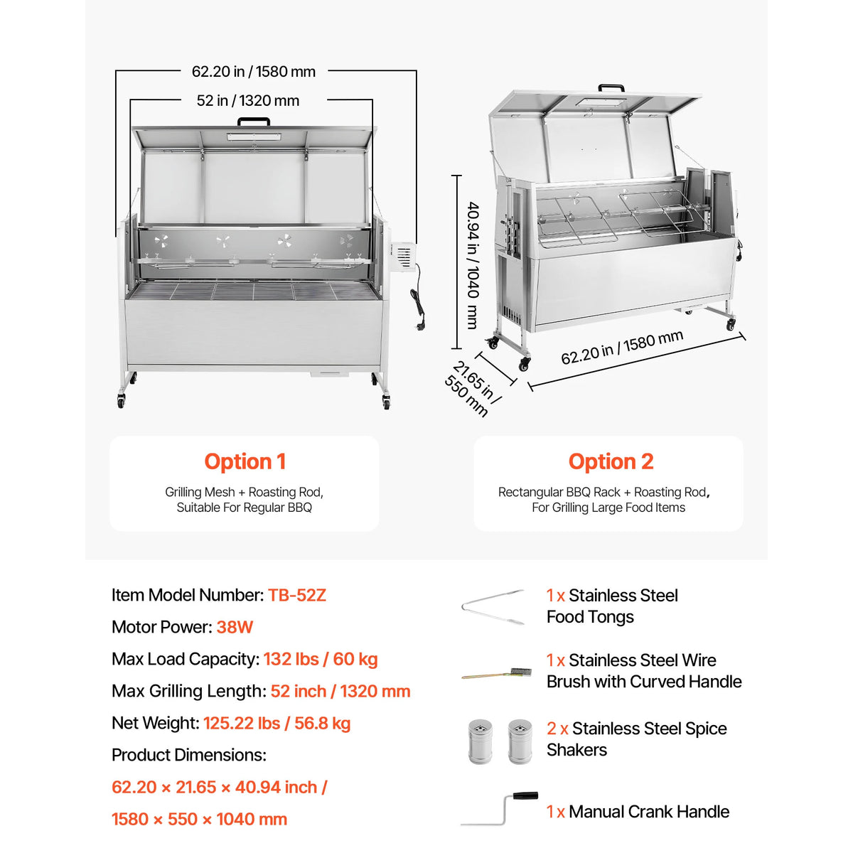 SucceBuy Stainless Steel Rotisserie Grill Kit For Outdoor BBQ