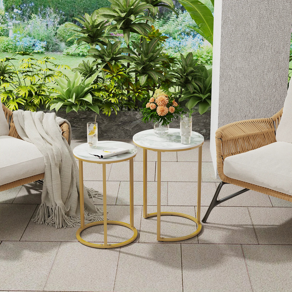 Wisfor Set Of 2 Round Sintered Stone Nesting Tables