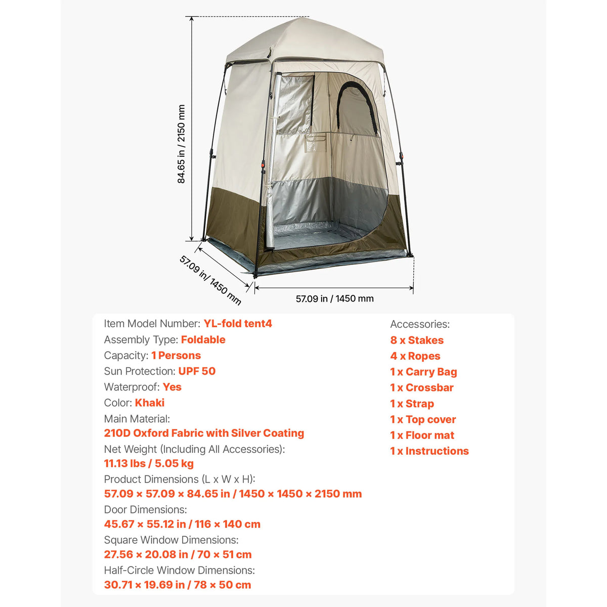 SucceBuy Double Layer Camping Privacy Shower Tent Outdoor Portable