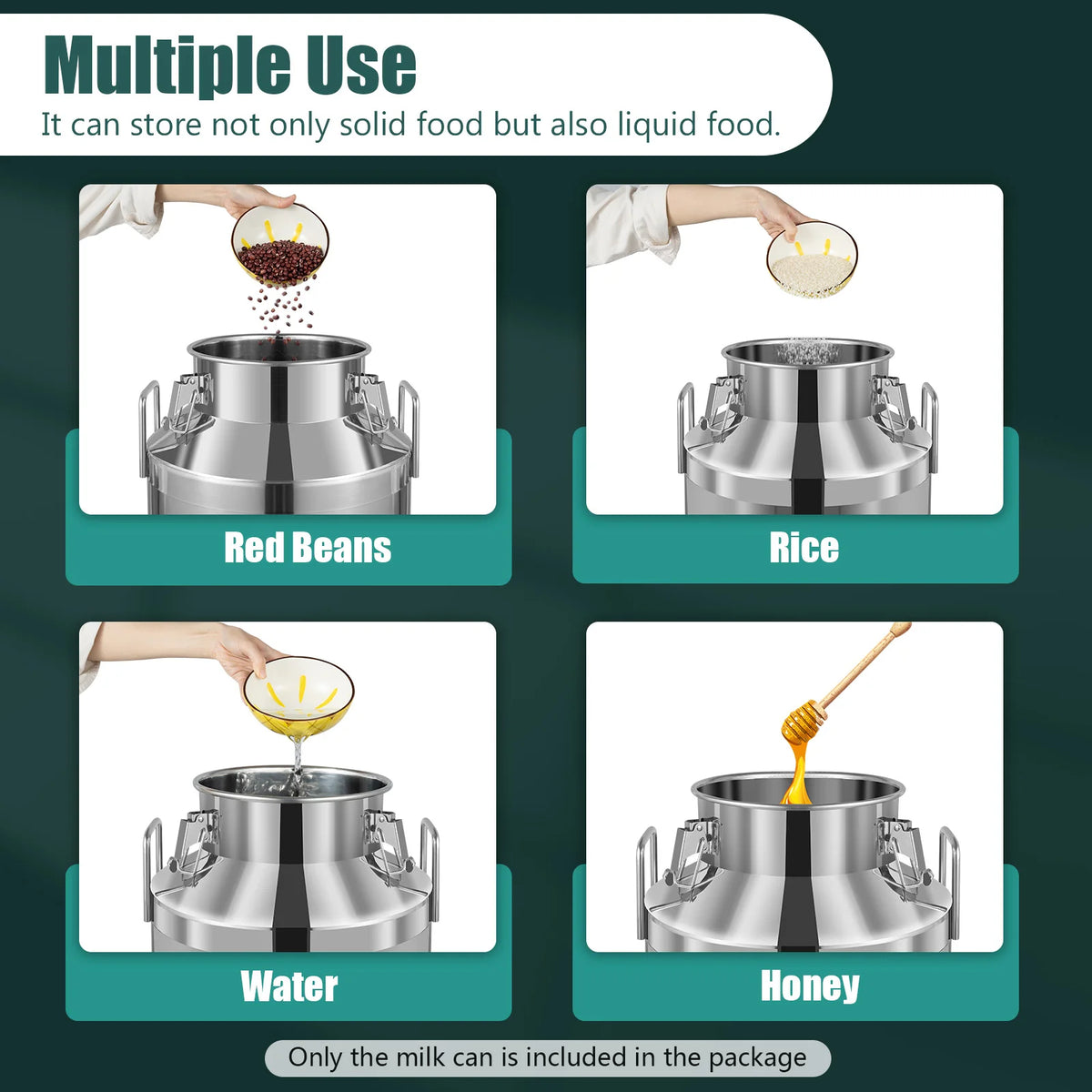 Milk Can, 60L Stainless Steel Milk Bucket, Durable Non-Magnetic 201 Stainless Steel, Silicone Seal, Leak-Proof, Household Kitchen Storage Container