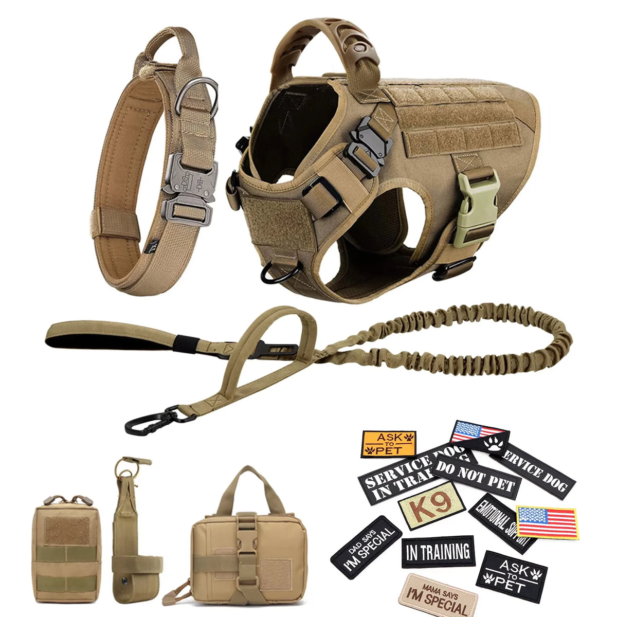 PetraVel Tactical Dog Vest Harness Set With Quick Release Buckle