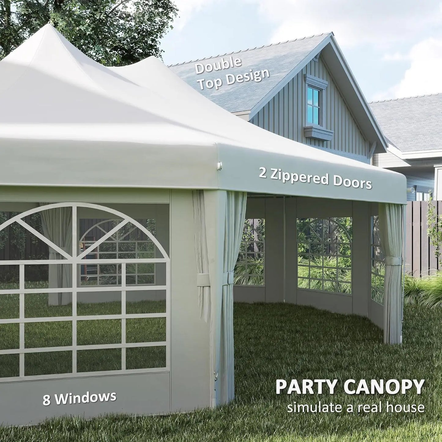 Outdoor Party Tent With Sidewalls Dual Doors 8 Windows