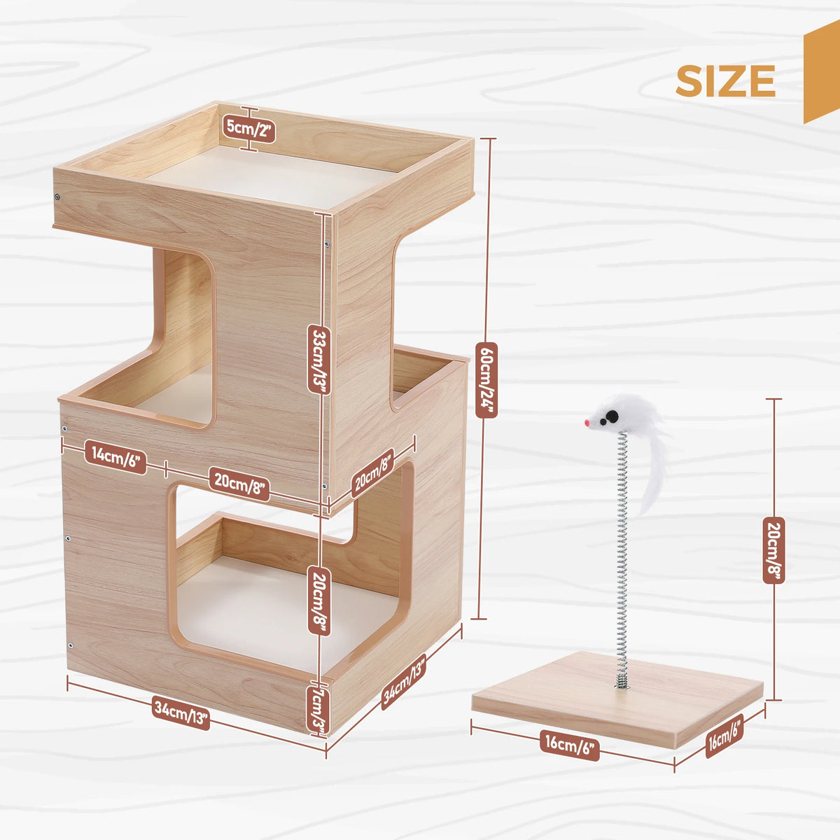 Pawz Road Wood Cat Condo With Scratching Pad Soft Mats