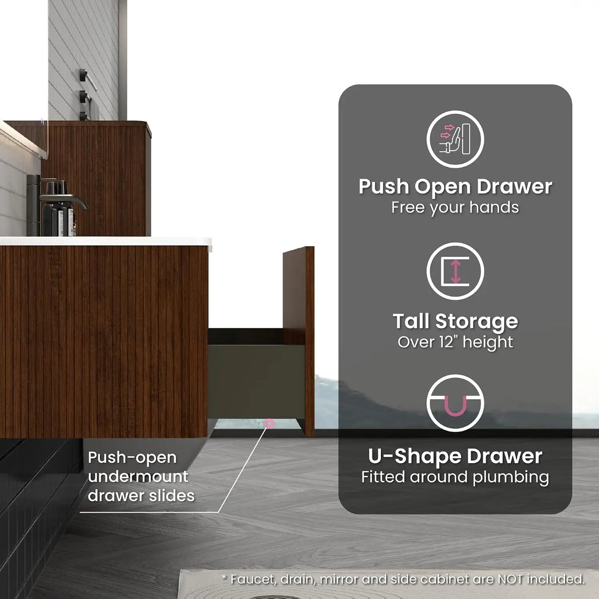 Custom Modern Floating Bathroom Vanity With Sink And Soft Close