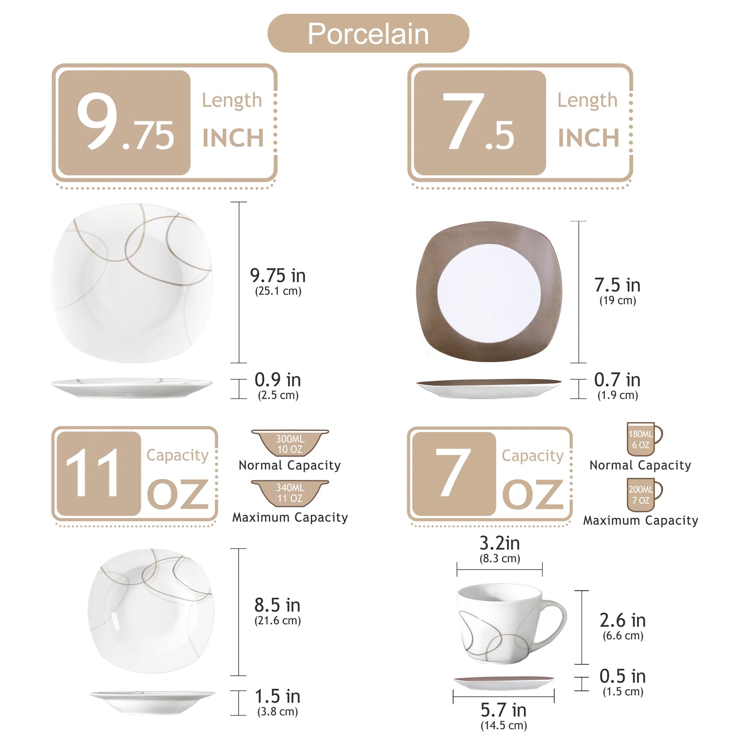 MALACASA 30 Piece Porcelain Dinnerware Set With Plates Cups And Saucers