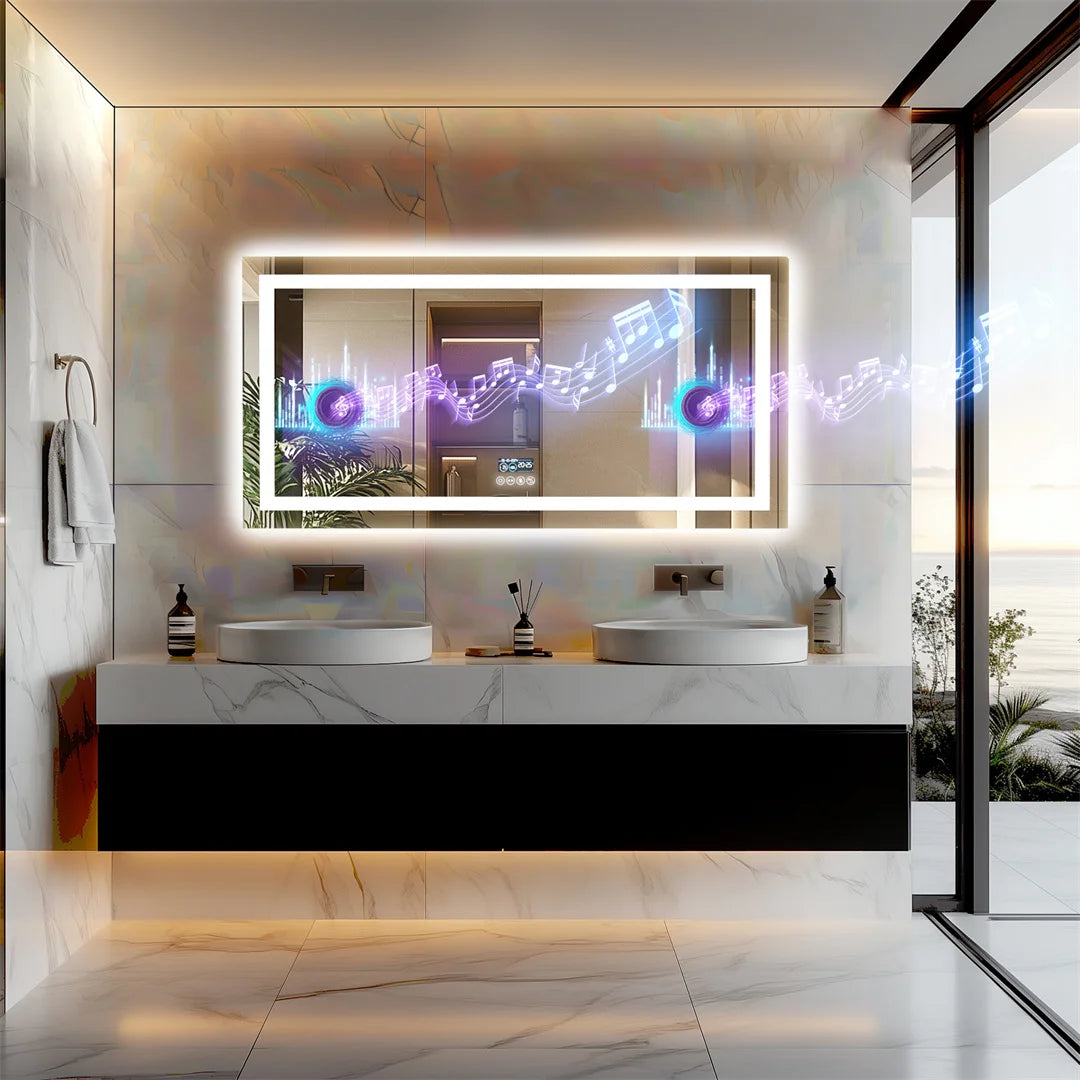 LUVODI Bluetooth LED Bathroom Mirror With Defogger And Speaker