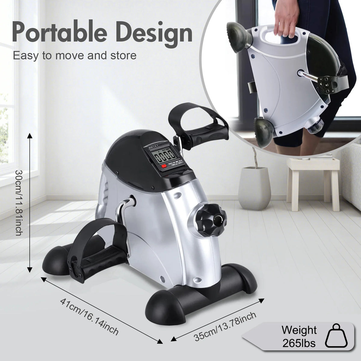 Mini Under Desk Pedal Exerciser Bike With Digital Display