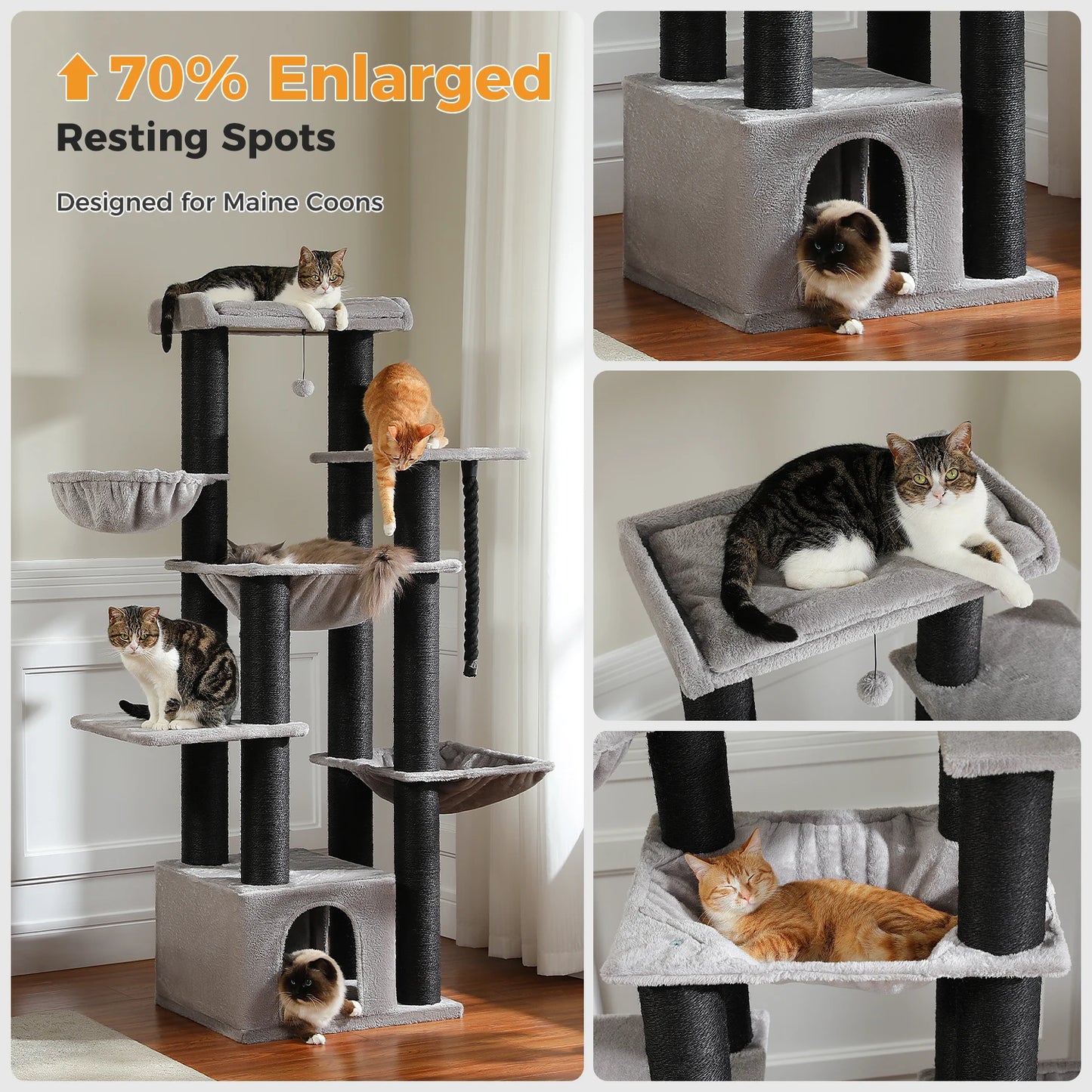 PAWZ Road Cat Tree Tower With Multiple Levels Hammock