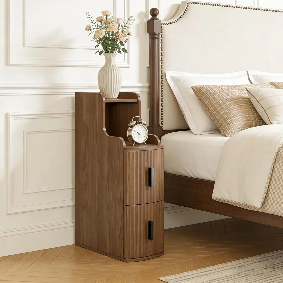 Modern Bedroom Nightstand With Two Storage Drawers For Easy Organization