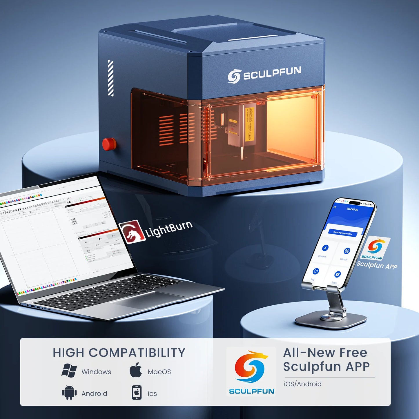 SCULPFUN ICube Ultra 12W Desktop Laser Engraver With Smoke Filter